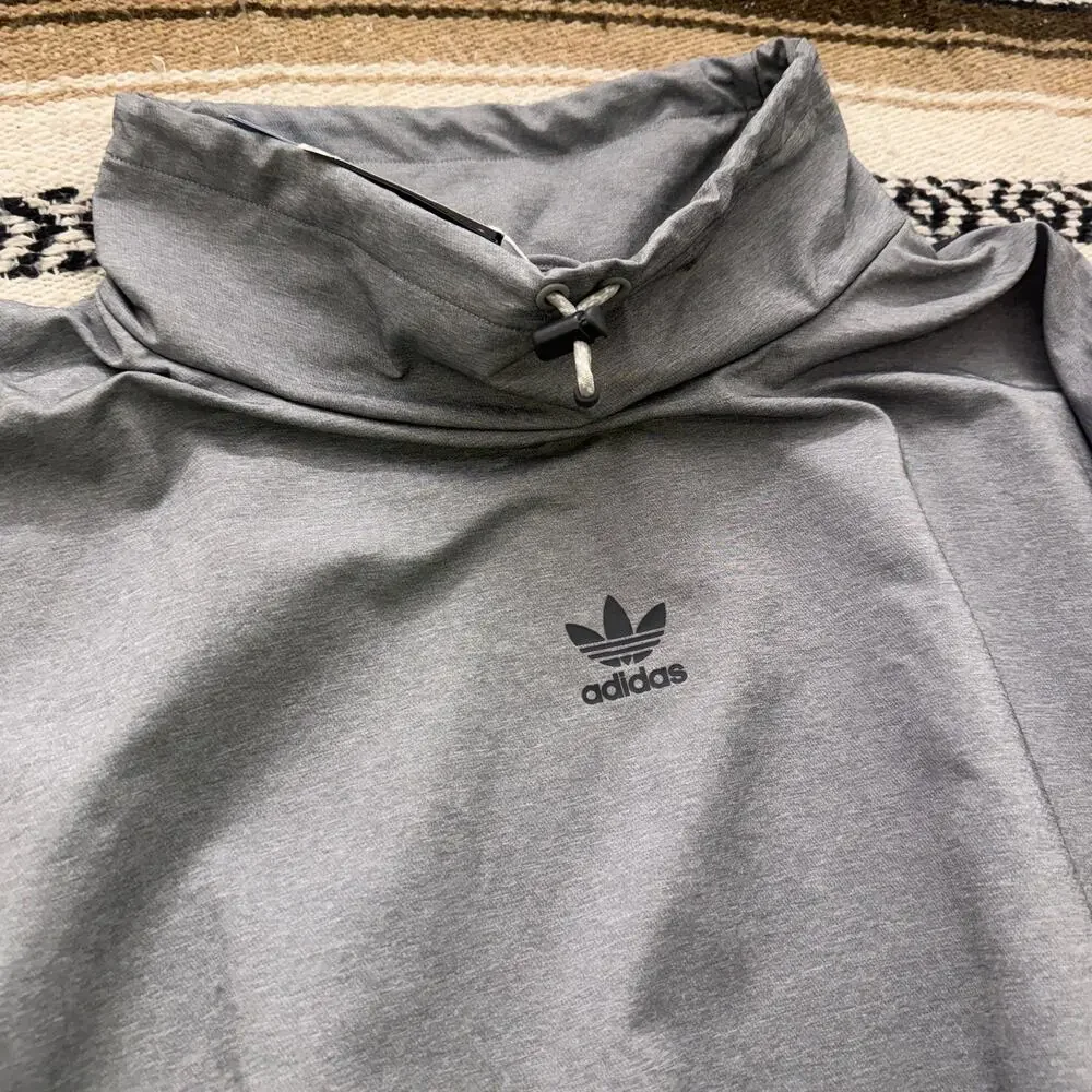 NWT Men's Adidas Gray Black Taped Mock Neck Pullover Windbreaker Jacket Sz XL